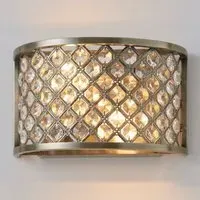Hobson Crystal Glass Wall Light - Clear, Antique Brass