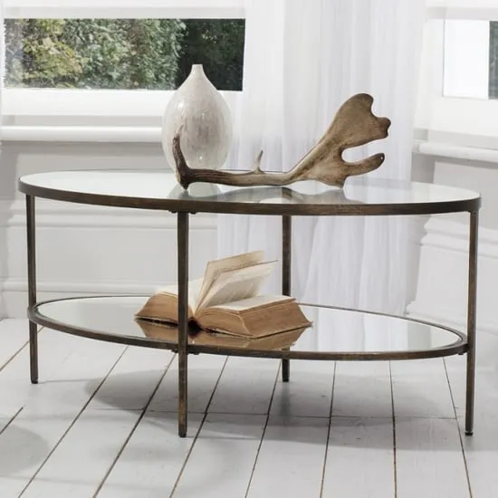 Hobson Oval Coffee Table - Clear Glass, Bronze