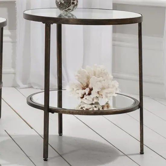 Hobson Round Side Table - Clear Glass, Bronze image