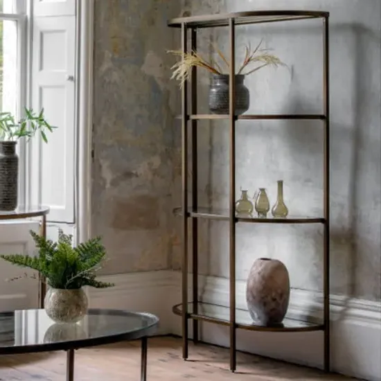 Hobson Shelving Unit - Clear Glass, Bronze