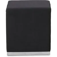 Hogan Square Velvet Stool with Steel Base - Black