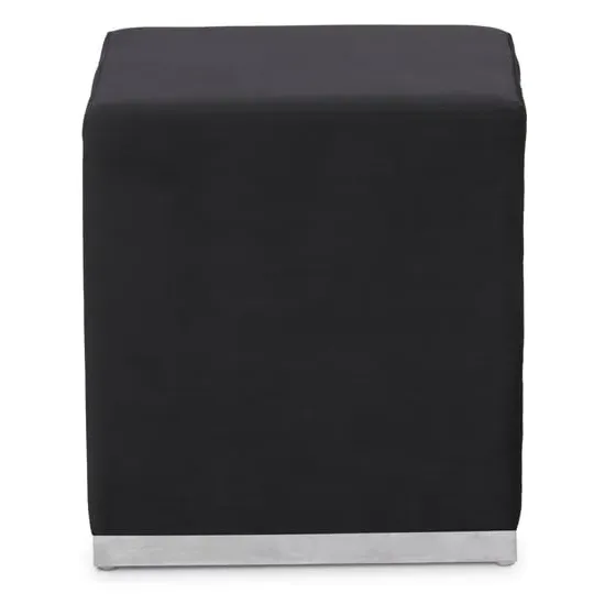 Hogan Square Velvet Stool with Steel Base - Black image