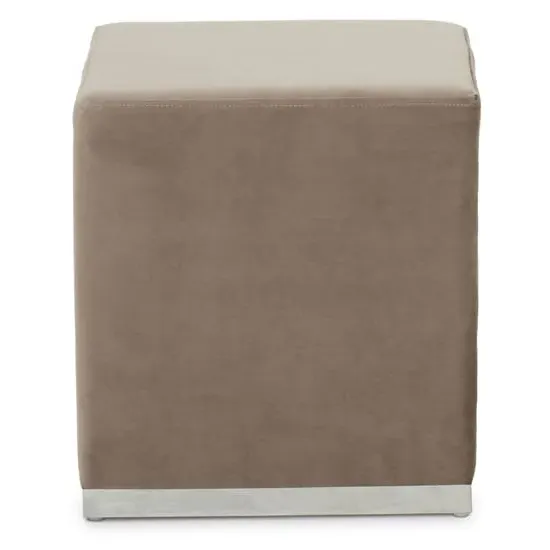 Hogan Square Velvet Stool with Steel Base - Mink