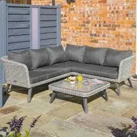 Holbeton Corner Sofa Set with Coffee Table - Grey, Rattan