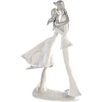 Hold Me Hugging Couple Sculpture - White, Silver alternate view