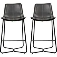 Holland Bar Chairs - Charcoal, Leather