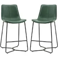 Holland Bar Chairs - Green, Leather