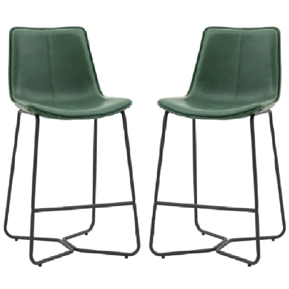 Holland Bar Chairs - Green, Leather