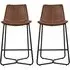 Holland Bar Chairs with Metal Base - Brown, Leather