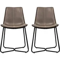 Holland Dining Chair with Metal Base, Pair - Ember, PU Leather alternate view