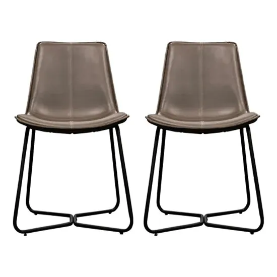 Holland Dining Chair with Metal Base, Pair - Ember, PU Leather product