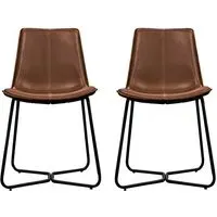 Holland Dining Chairs with Black Frame - Brown, PU Leather