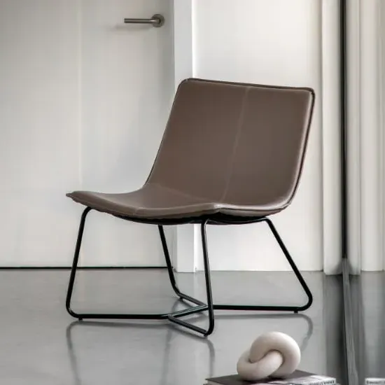 Holland Lounge Chair with Metal Frame - Ember, Leather