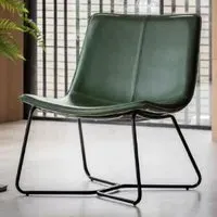 Holland Lounge Chair with Metal Frame - Green, Leather
