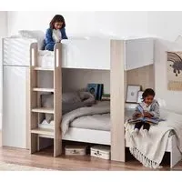 Holland Wooden Bunk Bed with Ladder - White