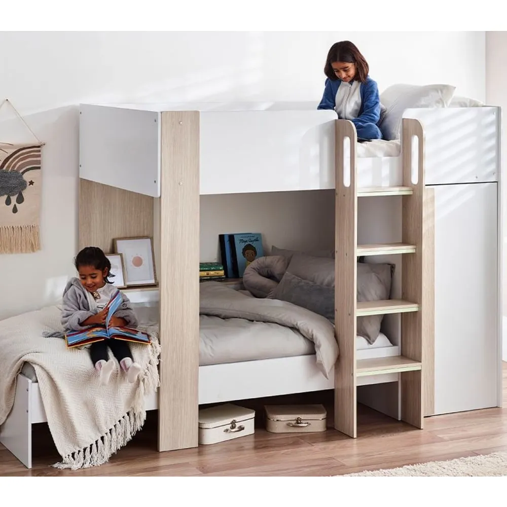 Holland Wooden Bunk Bed with Ladder - White image