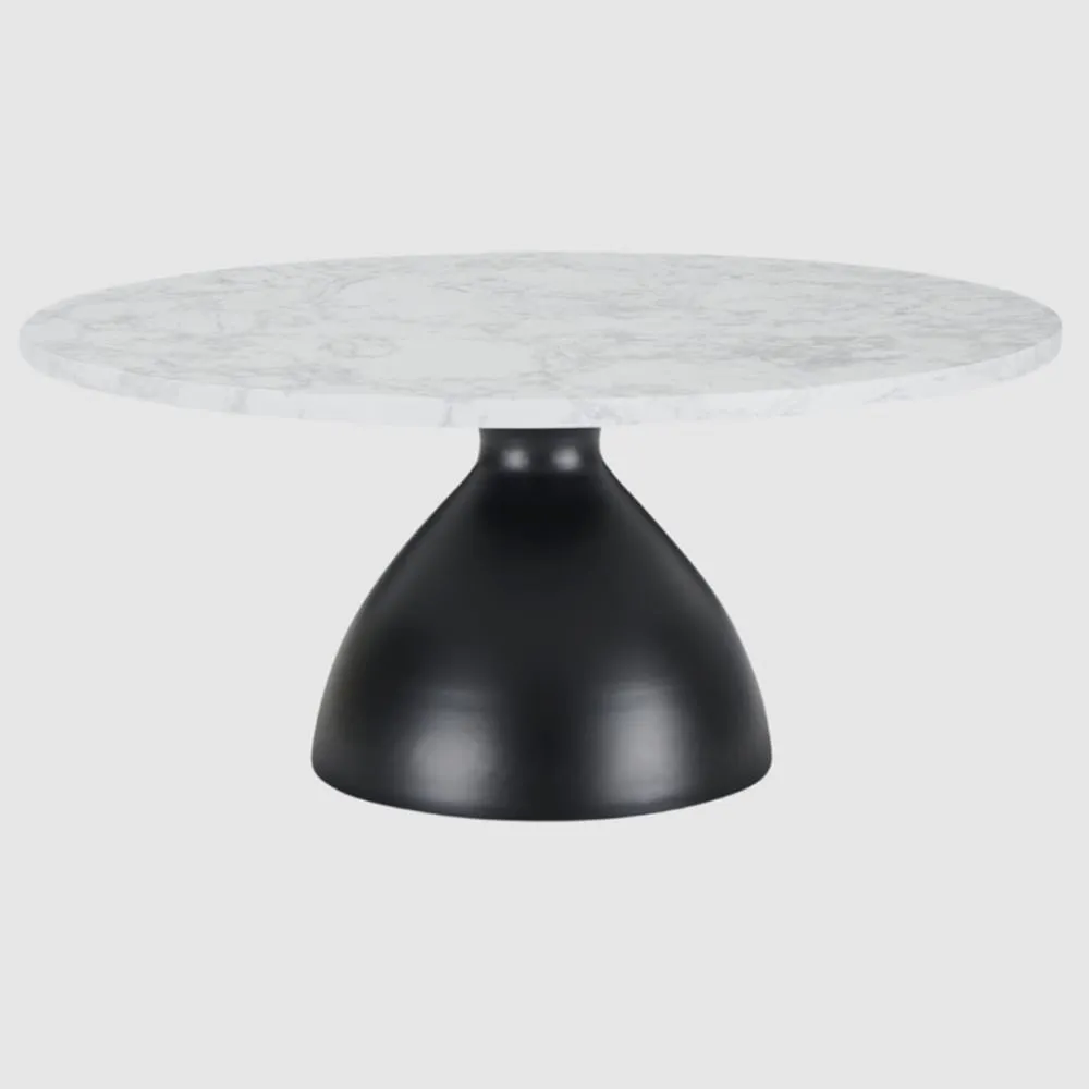Holmdel Round Coffee Table - White, Marble