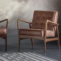 Hombre Leather Armchair with Oak Frame - Brown