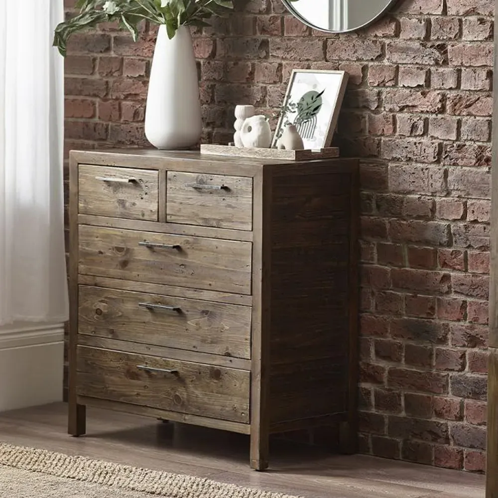 Homer 5-Drawer Chest of Drawers - Brown, Reclaimed Pine product