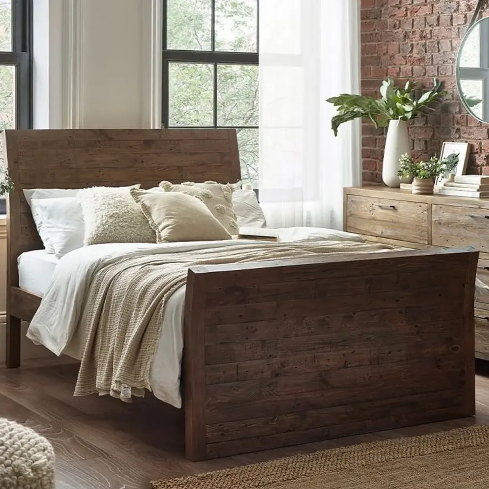 Homer Double Bed Frame - Brown, Reclaimed Pine