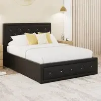 Honiton Double Ottoman Bed with Storage - Black, PU Leather