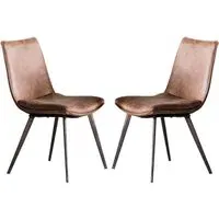 Honks Dining Chairs Set of 2 - Brown, Faux Leather
