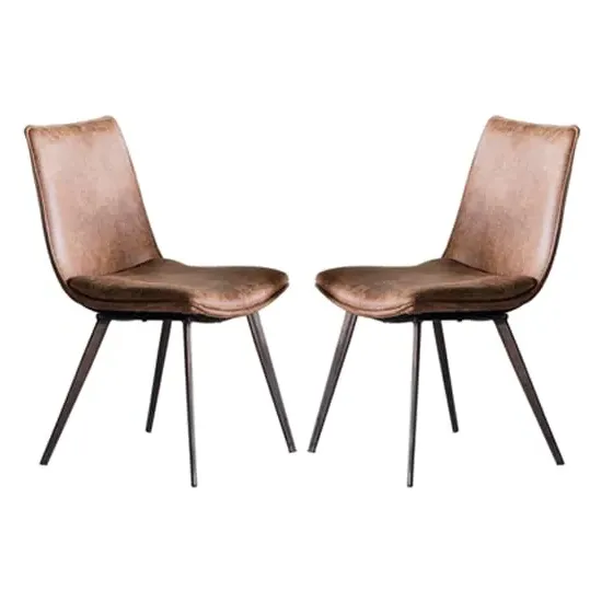 Honks Dining Chairs Set of 2 - Brown, Faux Leather image