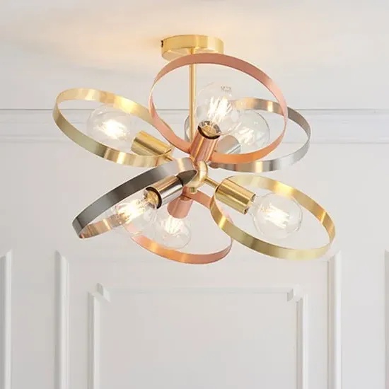 Hoop 6 Lights Ceiling Pendant Light - Brushed Brass image