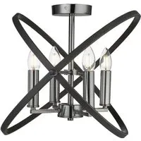Hoopla 4 Light Semi Flush Light - Pewter