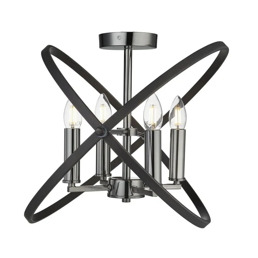 Hoopla 4 Light Semi Flush Light - Pewter