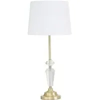 Hopac Table Lamp with Crystal Base - White, Brass