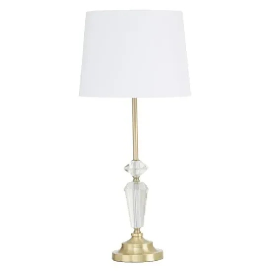Hopac Table Lamp with Crystal Base - White, Brass image