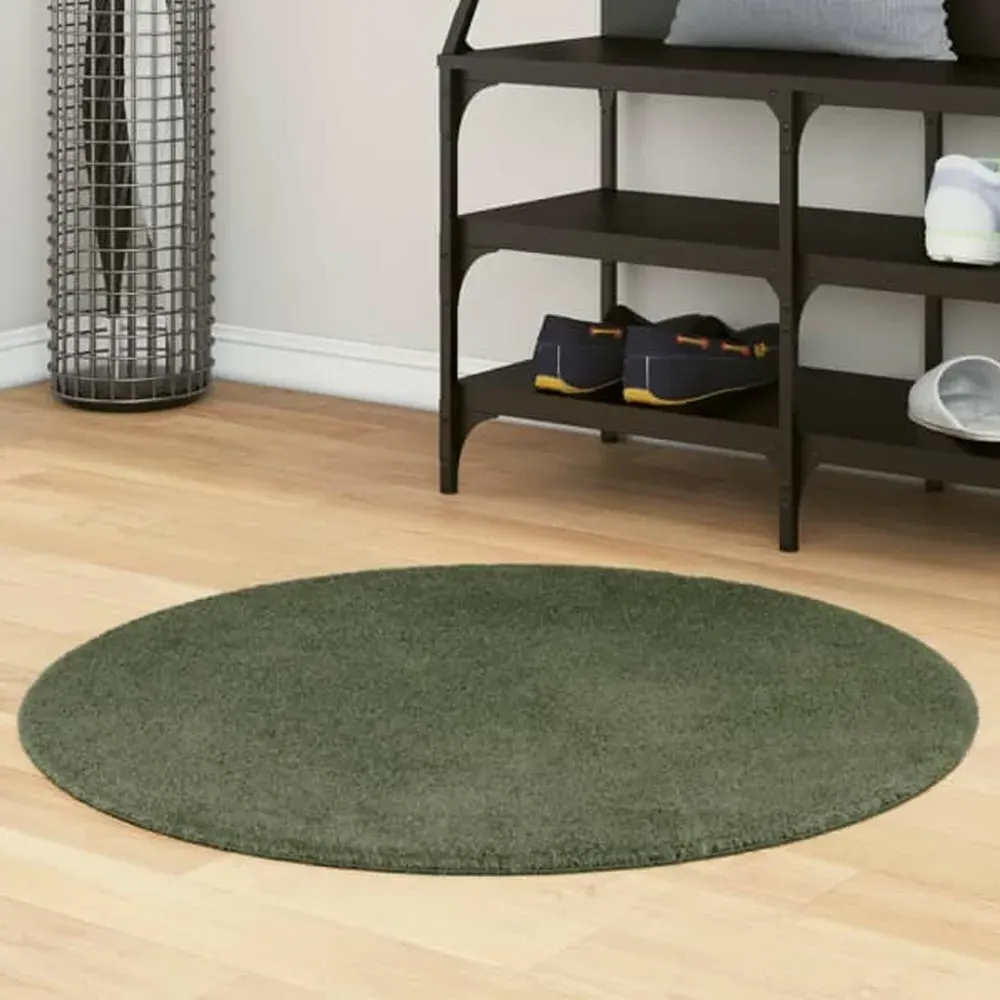 Hopkins 80cm Round Rug Non-Slip Washable - Forest Green, Polyester product