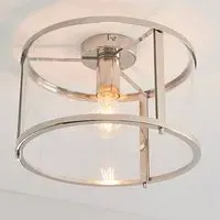 Hopton Clear Glass Shade Flush Ceiling Light - Bright Nickel