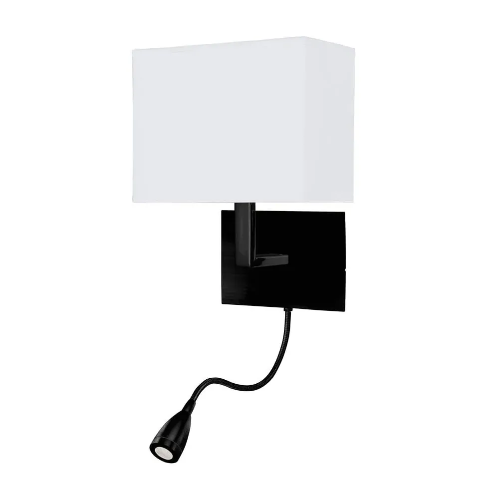 Hotel Wall Light with Torch - White, Matt Black