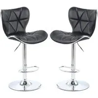 Houston Bar Stools with Gas Lift - Black, PU Leather