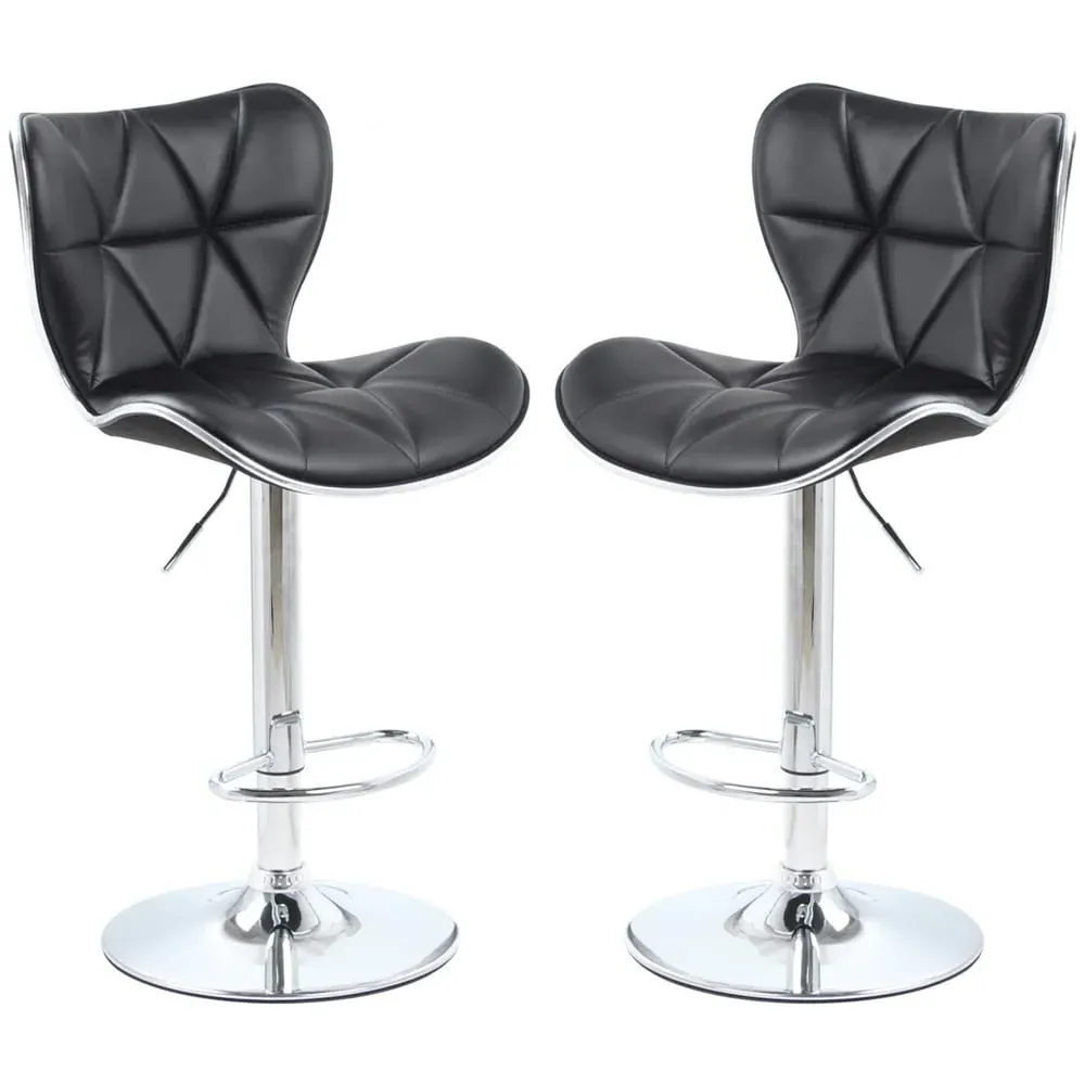 Houston Bar Stools with Gas Lift - Black, PU Leather image
