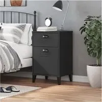 Hove Bedside Cabinet with 1 Door 1 Drawer - Black, Pine Wood