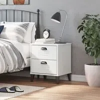 Hove Bedside Cabinet with 2 Drawers - White, Pine Wood