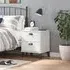 Hove Bedside Cabinet with 2 Drawers - White, Pine Wood
