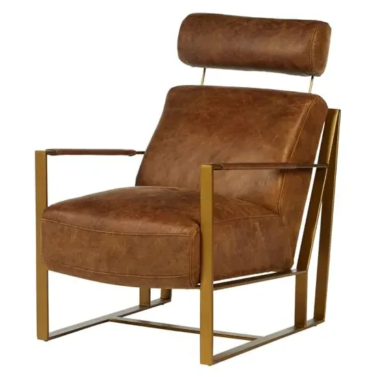 Hoxman Lounge Chair - Light Brown, Leather