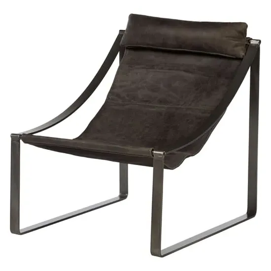 Hoxman Sling Accent Chair - Ebony, Leather