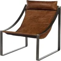 Hoxman Sling Accent Chair - Light Brown, Leather