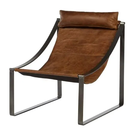 Hoxman Sling Accent Chair - Light Brown, Leather