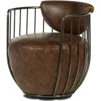Hoxman Swivel Accent Chair - Brown, Leather