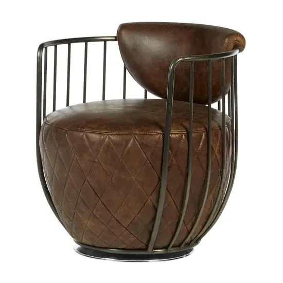 Hoxman Swivel Accent Chair - Brown, Leather