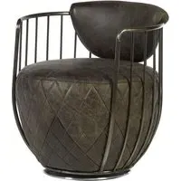 Hoxman Swivel Accent Chair - Ebony, Leather