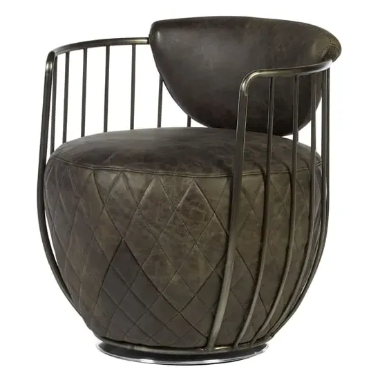 Hoxman Swivel Accent Chair - Ebony, Leather