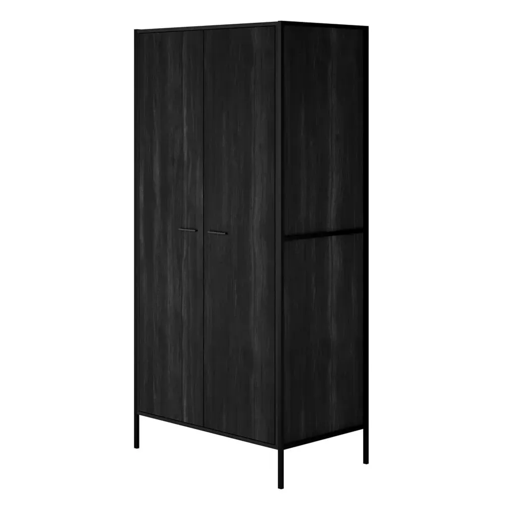 Hoxton 2-Door Wardrobe - Black, MDF