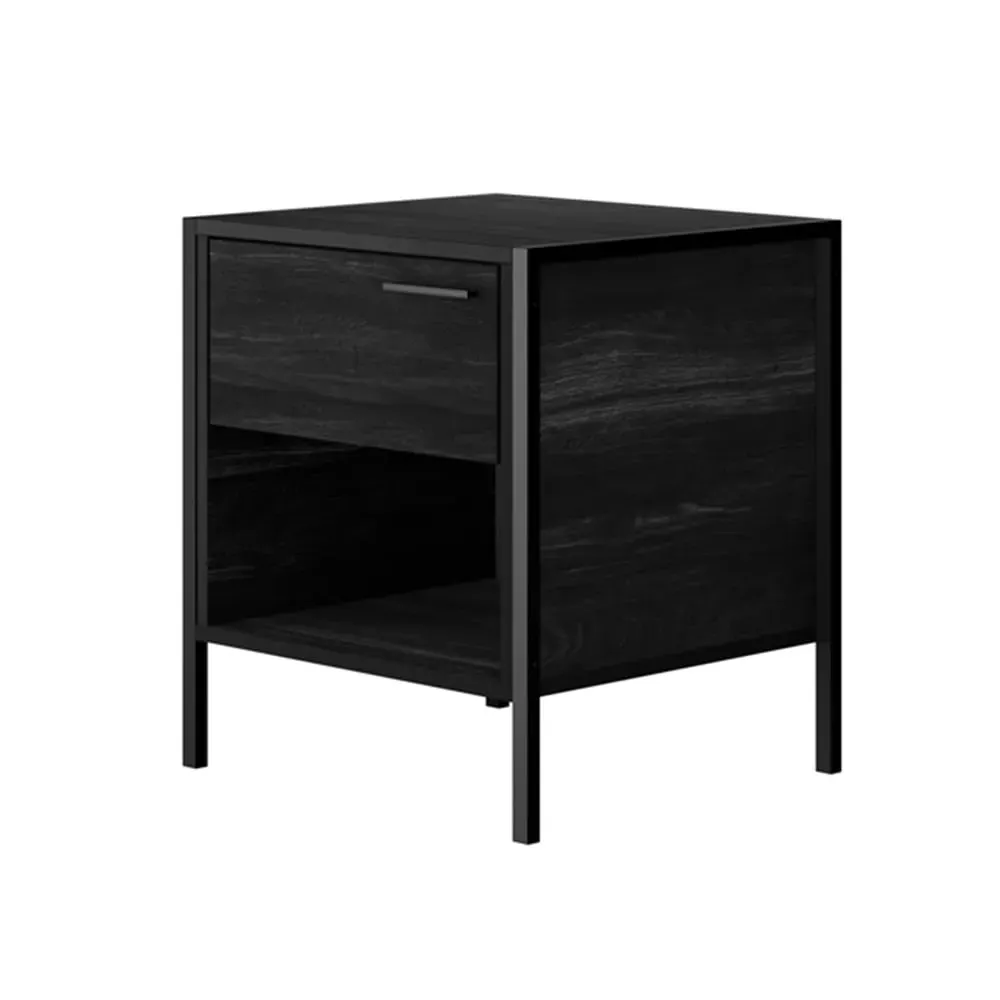 Hoxton Bedside Cabinet with 1 Drawer - Black, MDF image